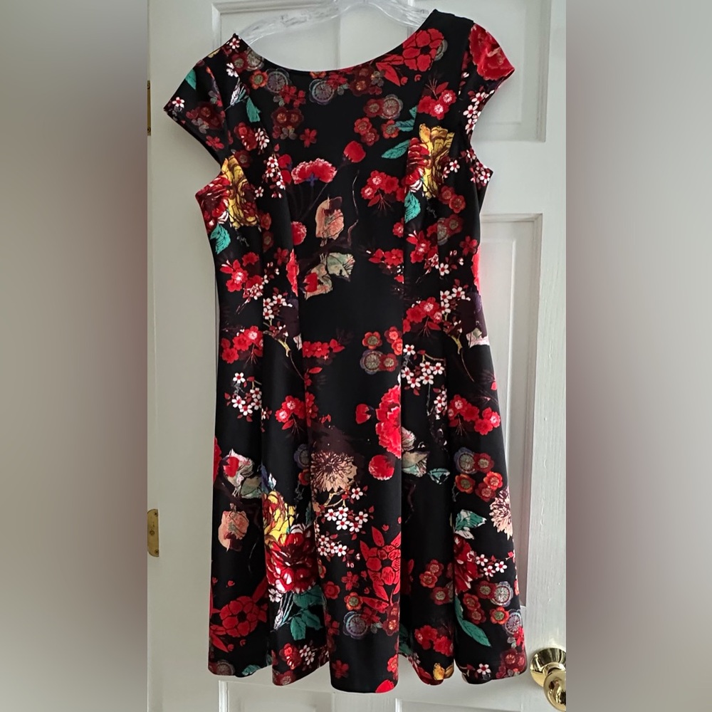 Black Floral A Line Dress